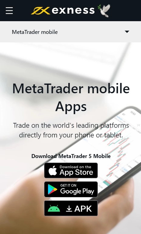 Trading Accounts Sign Up on Exness Mobile App