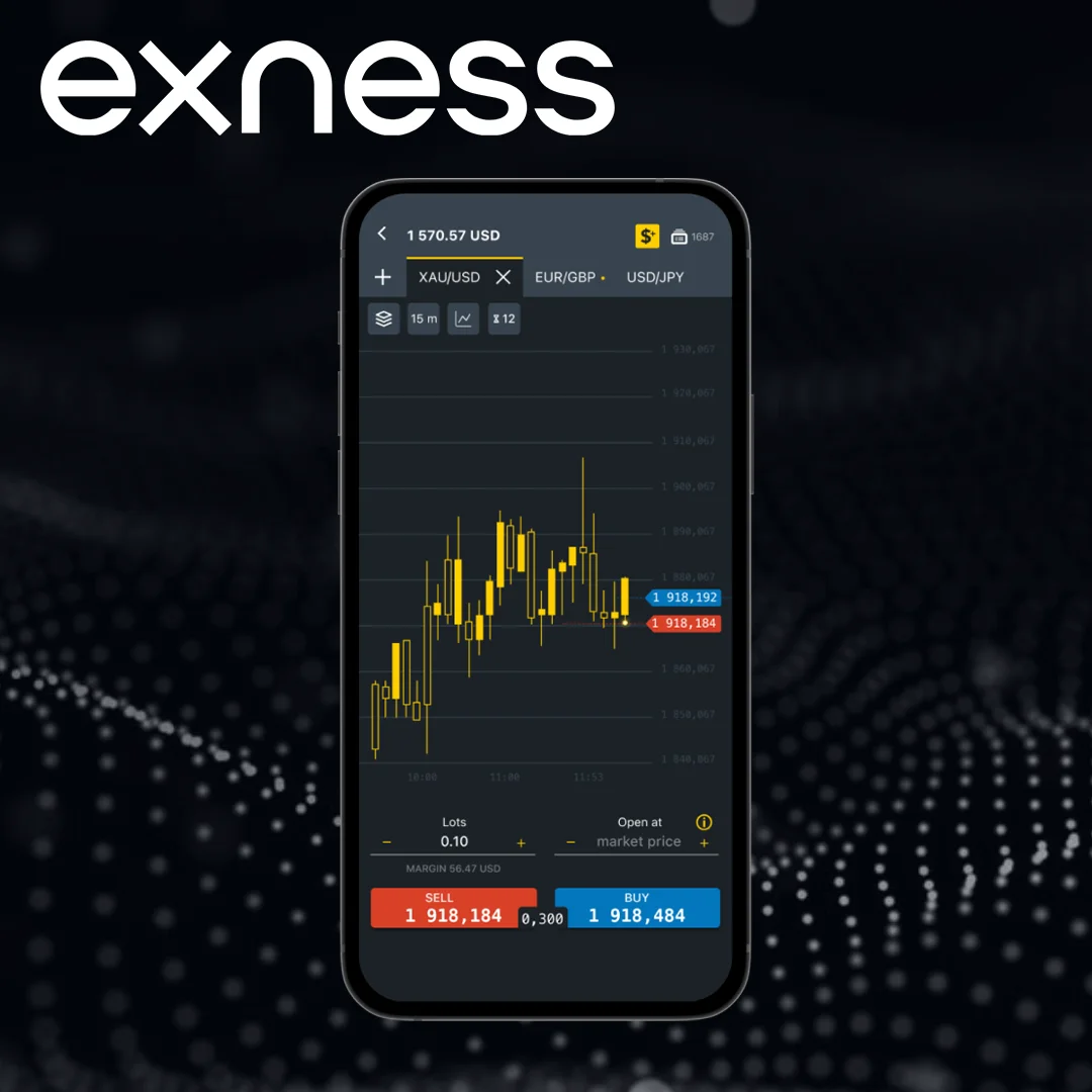 Exness trading app in a mobile application